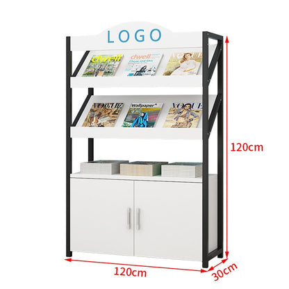 マガジンラック　ディスプレイラック　書類整理棚　雑誌入れ　木目調　高耐荷重　アジャスター付き　緩衝蝶番付き　扉付き収納　シンプルモダン　ホワイト　ナチュラル