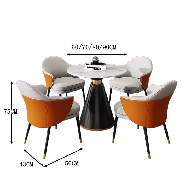 応接セット　テーブル　椅子　チェア　セット　焼結石天板　丸いフォルム　アイアン脚　安定性　台形　ＰＵレザー　ウレタン充填　モダン　上質　グレー　カスタマイズ可能　JDZH-C017  chickagu
