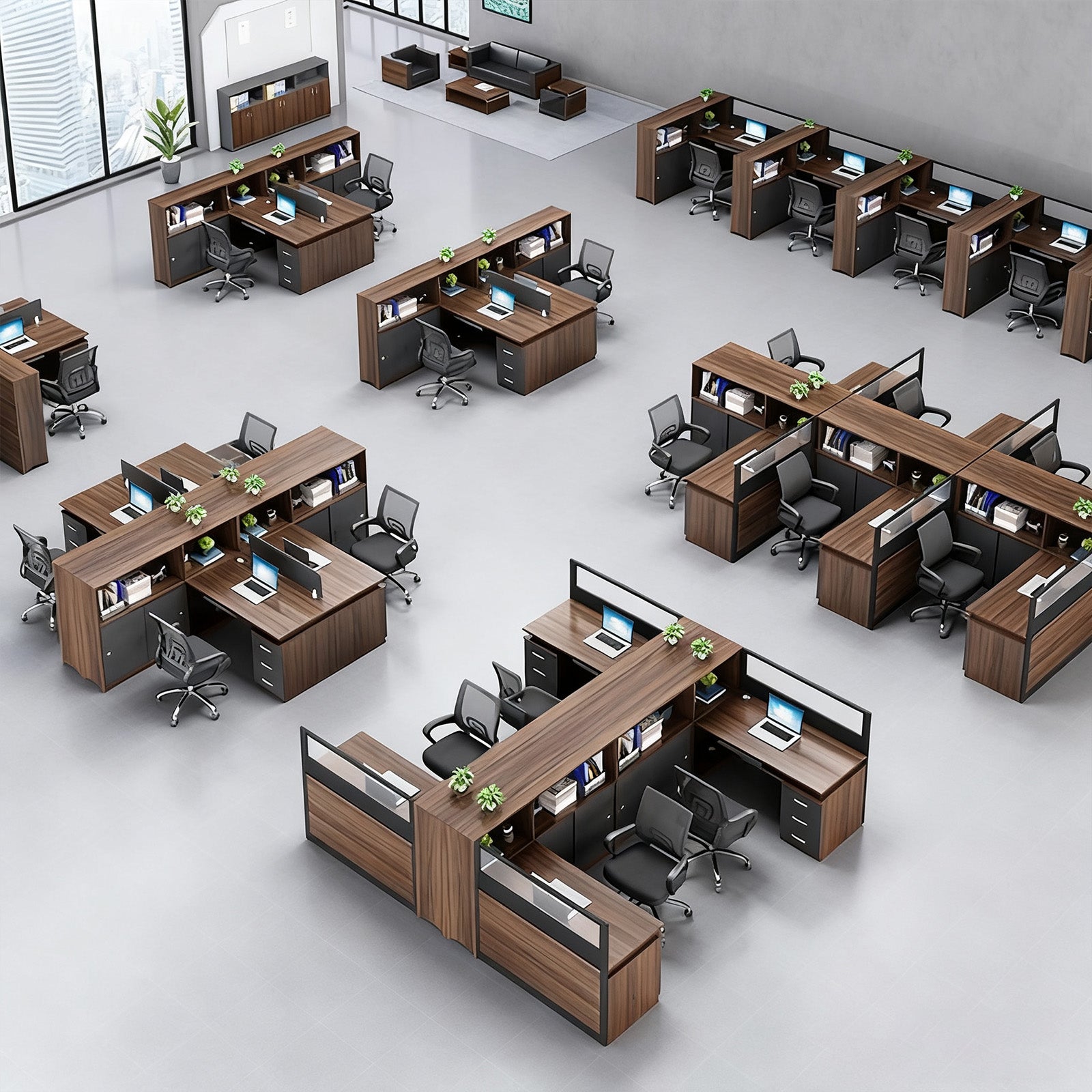 事務机　高級オフィスデスク　大容量収納　収納付きデスク　パーティション　サイドキャビネット　キーボードトレイ　エコ板材　配線穴　オフィスデスク　SL-BGZ-017