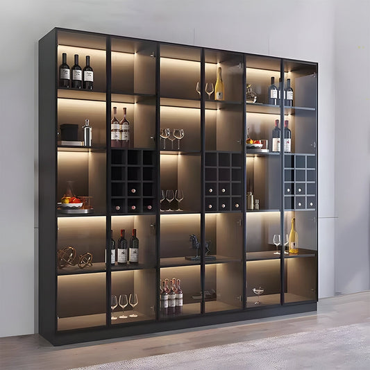 ワイン棚 ワイン収納  LEDライト キッチン収納 リビング収納 木製棚 収納棚 ワインラック オシャレ ブラック カスタマイズ可能 SNG-015 chickagu