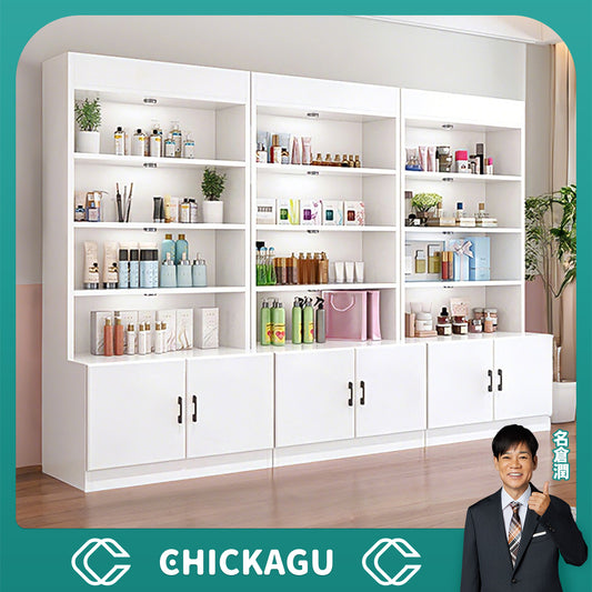 キャビネット　本棚　収納ラック　収納棚　リビングボード　観音開き　蹴込み板付き　耐荷重　幅６０ＣＭ　幅１２０ＣＭ　シンプル　木目調　ホワイト　カスタマイズ可能　chickagu