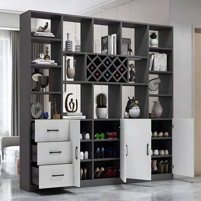 リビングキャビネット　靴収納　インテリア雑貨　シューズラック　多機能デザイン　分類収納　扉付き　引き出し　SNG-C037  chickagu