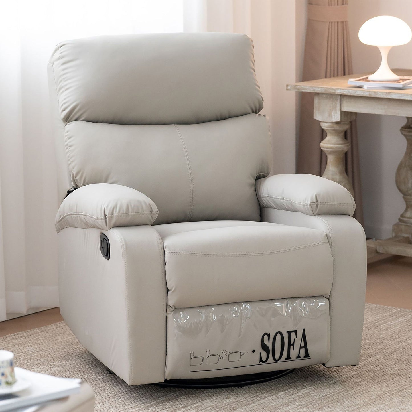 ソファ　高反発ウレタンフォーム　マイクロファイバーレザー　リクライニング機能　カーボンスチール　背もたれ　肘掛け　SNSF-C173