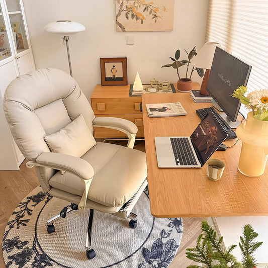 インドアチェア　チェア　室内　昇降回転式　リクライニング　人間工学　ハイバック　二重クッション　腰当て　キズ防止生地　フットレスト　快適　心地よい　ふくよか　SNY-C030 chickagu