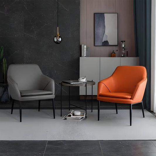 ダイニングチェア　インドアチェア　レザーチェア　チェア　一体式クッション　弧状肘掛け　ウレタン充填　スチールフレーム　快適　モダン　グレー　ブラック　カスタマイズ可能　SNY-C033　chickagu