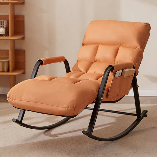 ロッキングチェア　シングルソファー　揺り椅子　イス　いす　チェア　リクライニング　サイド収納　取り外し　快適　リラックス　使い勝手　オレンジ　SNY-C045　chickagu