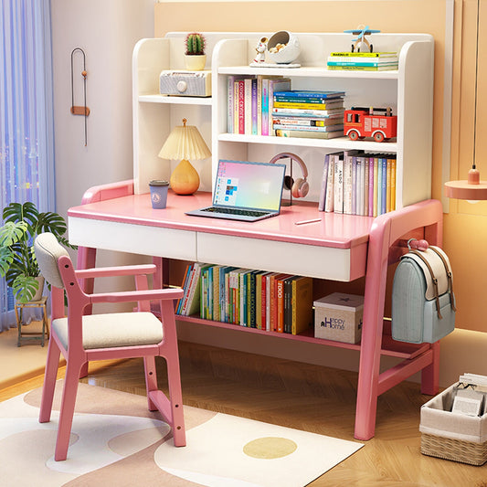 学習デスク　インドア　勉強　子供　パソコンデスク　収納棚　引き出し　分類収納　昇降可能　クッション付き椅子　天然木　角丸加工　フック　木質感　実用　便利　ナチュラル　SNZ-C020 chickagu