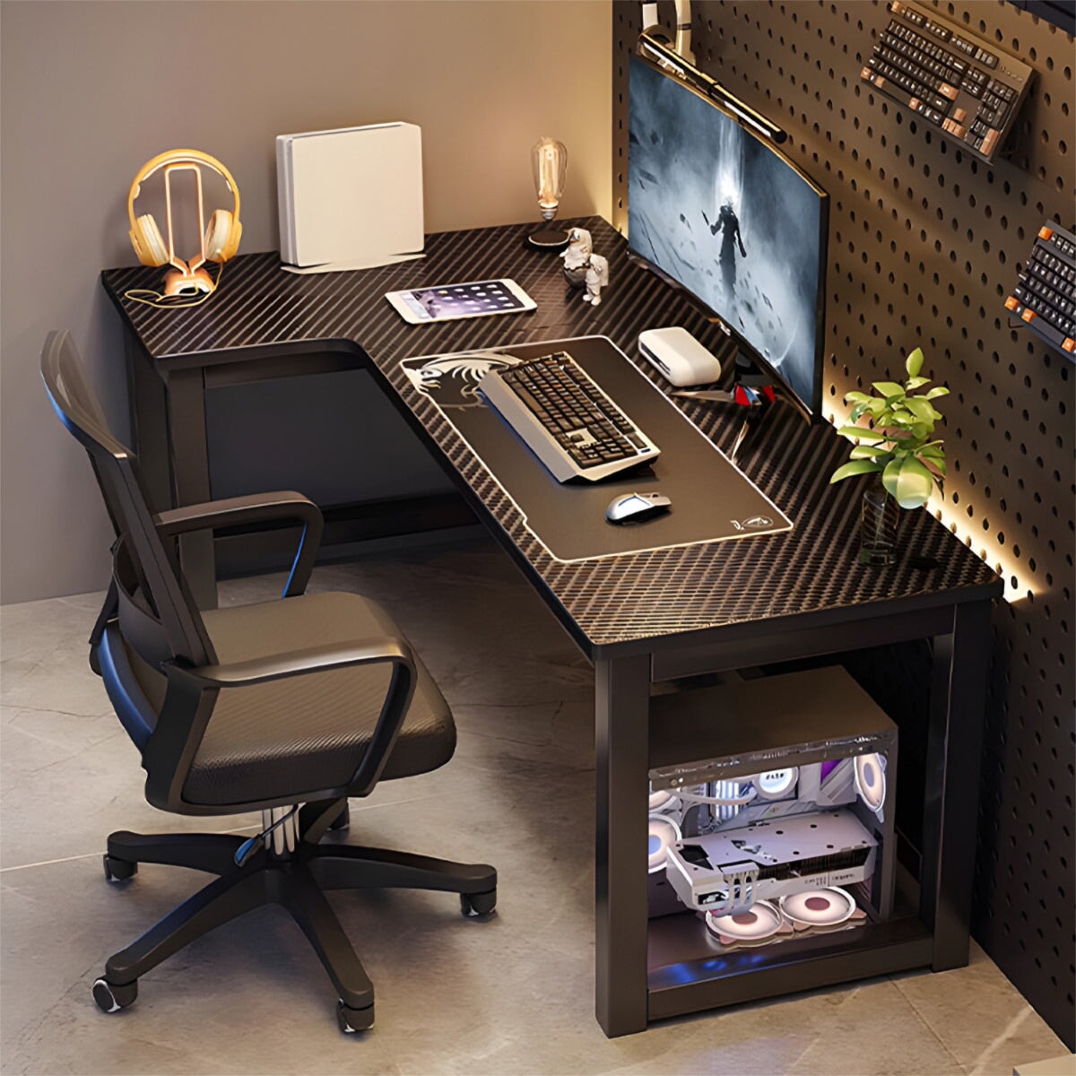 コーナーPCデスクセット かわいかっ 引き出し付 効率化 在宅ワーク 
