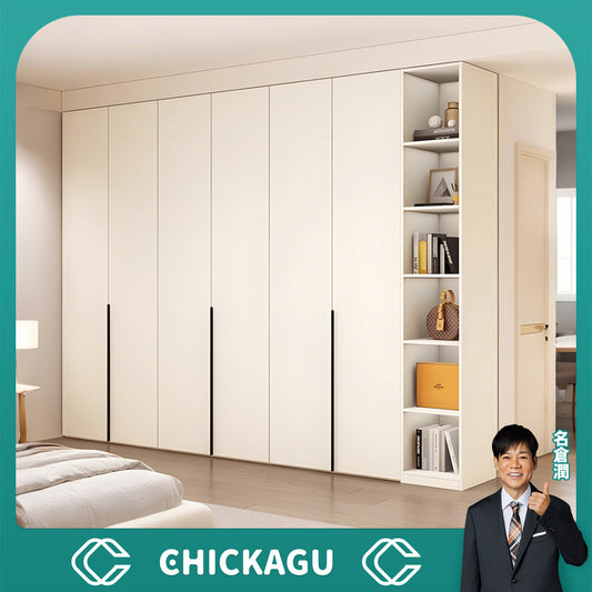 大容量　分類収納　多目的　背板　安定性　エコ板材　物干し竿　アルミ合金　ワードローブ　クローゼット　壁面収納　スッキリ　シック　実用　ホワイト 　カスタマイズ可能　YG-C009