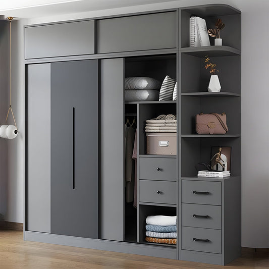 上置き収納 かける収納 引き出し 分類収納 大容量 物干し竿 台輪 安定性 クローゼット 壁面収納 ワードローブ 洗練 すっきり 実用 便利 グレー YG-C010 chickagu