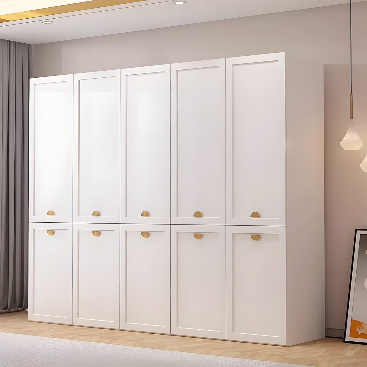 ワードローブ　衣類収納　洋服収納　高級感　重厚感　シンプルモダン　上品　メラミン化粧板　　垢抜け感　ハンガーパイプ　台輪付き　YG-C038　chickagu