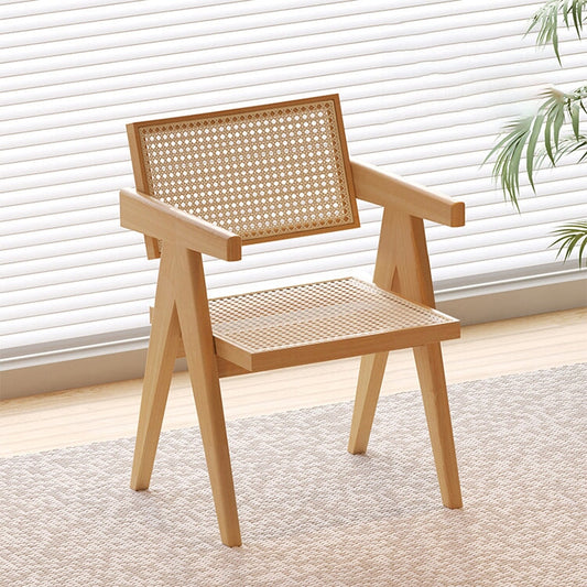 椅子　藤編み椅子　リビング　食卓椅子　いす　食事用　ラバーウッド　木製　肘掛け　三角構造　通気性　安全無臭　簡素　クラシック　ナチュラル　カスタマイズ可能　CHICKAGU