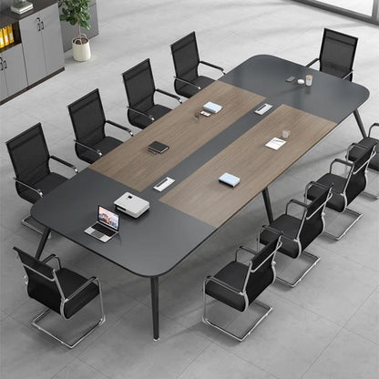 会議テーブル　ミーティングテーブル　商談テーブル　長方形テーブル　鋼製脚　配線ボークス　シンプル　ウォールナット　カスタマイズ可能　CHICKAGU
