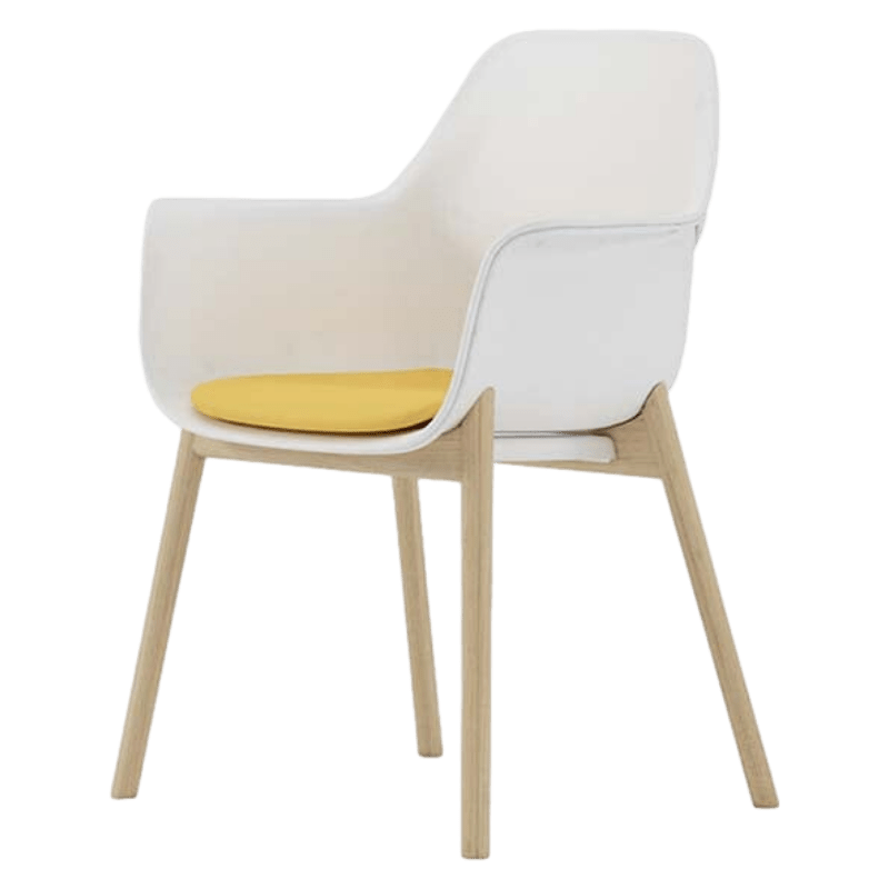 オフィスチェア　ワークチェア　事務椅子　パソコンチェア　チェア　PP樹脂製フレーム　木製脚　カジュアル　ホワイト　カスタマイズ可能　SNY-C025