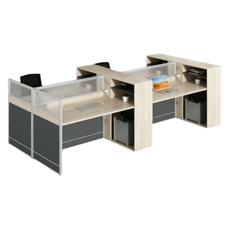 パソコンデスク　オフィスデスク　事務机 　ワークデスク　オープン収納　㍶収納　トップパネル付き　配線穴付き　ナチュラル　カスタマイズ可能　BGZ-C020　CHICKAGU