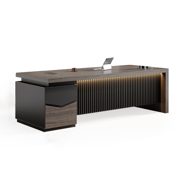 落ち着き　オシャレ　重厚感　高級感　木目調　広々　ダイヤル錠　エグゼクティブデスク　役員デスク　大容量収納　メラミン化粧板　カスタマイズ可能　LBZ-T092　