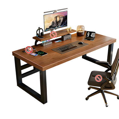 デスク　インドア　室内　パソコンデスク　天然木　広い天板　分厚い　モニター置き棚　炭素鋼フレーム　頑丈　口字型　安定性　落ち着き　重厚感　カスタマイズ可能　SNZ-C040