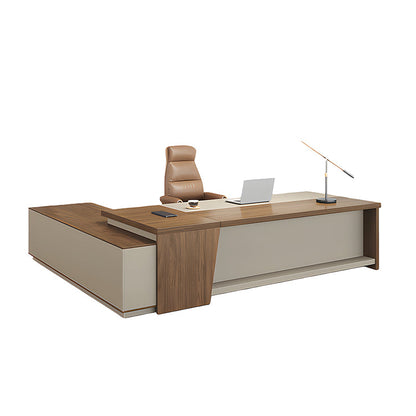 社長机　会長デスク　経営者デスク　引き出し付き　ダイヤル錠　収納スペース　PC収納　幕板付き　ナチュラル　会社用　LBZ-2142N