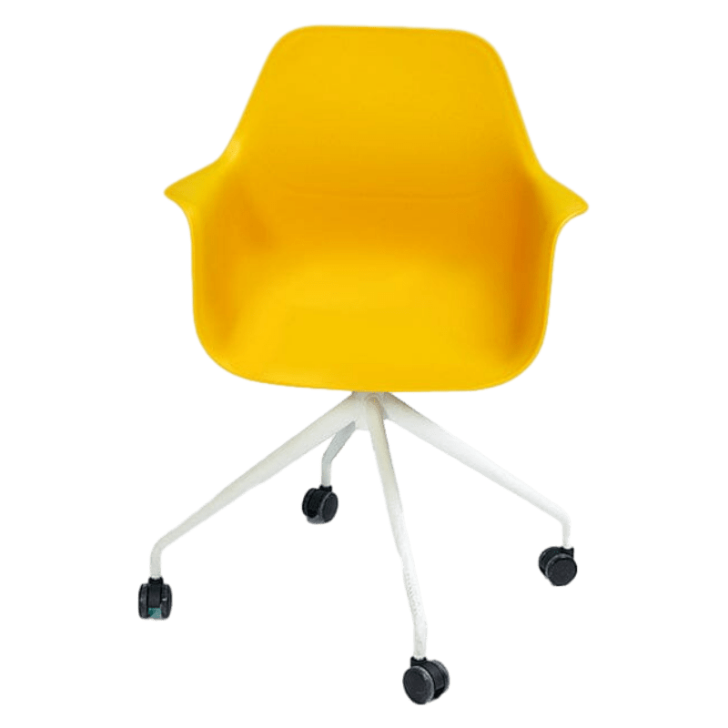 オフィスチェア　ワークチェア　事務椅子　パソコンチェア　チェア　PP樹脂製フレーム　高密度ウレタンフォーム　キャスター付き　アイアン脚　ホワイト　カスタマイズ可能　SNY-C026