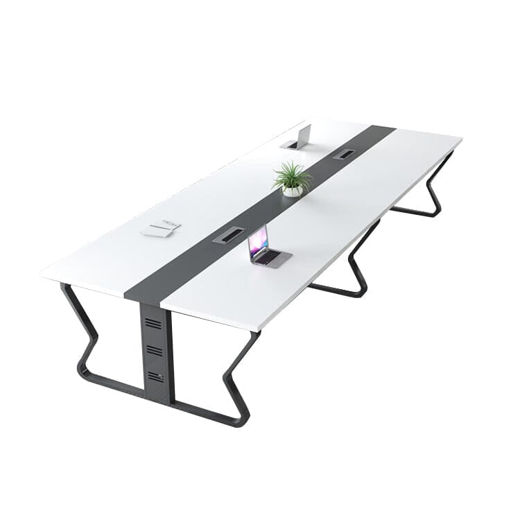 会議テーブル　ミーティングテーブル　オフィスデスク　会議室　業務用　鋼製フレーム　配線ボークス　ホワイト　カスタマイズ可能　CHICKAGU