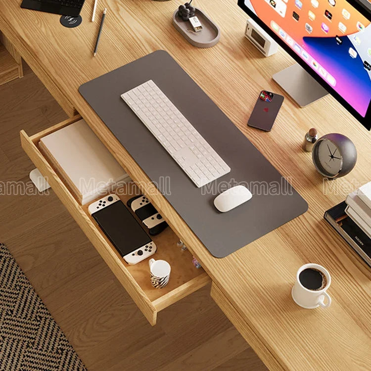 昇降デスク　オフィスデスク　一人用パソコン作業台　収納付き座立兼用テーブル　充電機能　省スペース設計　収納引き出し　大板直貼木目天板　R加工　ナチュラル北欧風　モダンデザイン　カスタマイズ可能　BGZ-M110