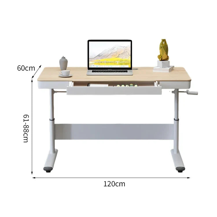 引き出し付き・ファルカタ無垢材・高さ調整61～88cm / ナチュラル / 120*60*75cm
