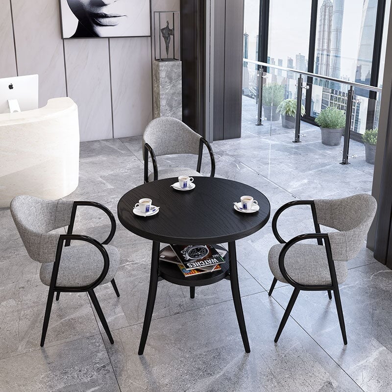 応接テーブル テーブル　収納付き丸テーブル　チェアセット　応接セット  白テーブル　黒テーブル　カラフルチェア　JDZH-K-002-kc