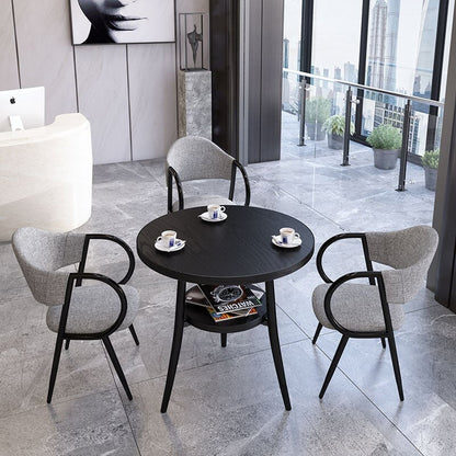 応接テーブル テーブル　収納付き丸テーブル　チェアセット　応接セット  白テーブル　黒テーブル　カラフルチェア　JDZH-K-002-kc