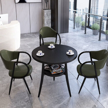 応接テーブル テーブル　収納付き丸テーブル　チェアセット　応接セット  白テーブル　黒テーブル　カラフルチェア　JDZH-K-002-kc