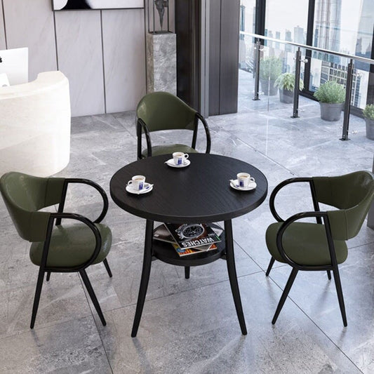 応接テーブル テーブル　収納付き丸テーブル　チェアセット　応接セット  白テーブル　黒テーブル　カラフルチェア　JDZH-K-002-kc