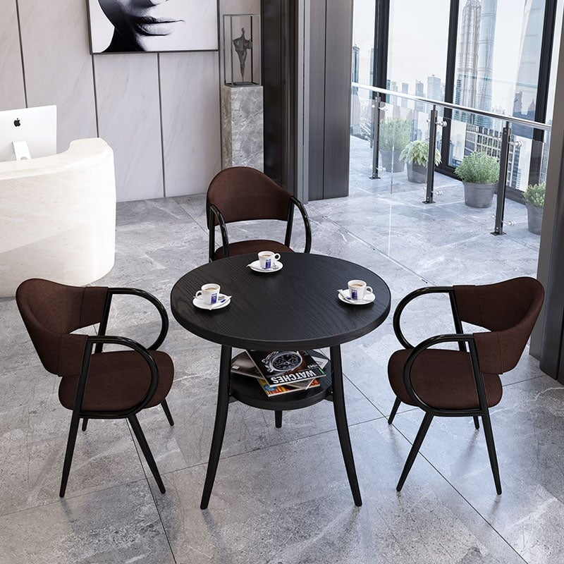 応接テーブル テーブル　収納付き丸テーブル　チェアセット　応接セット  白テーブル　黒テーブル　カラフルチェア　JDZH-K-002-kc