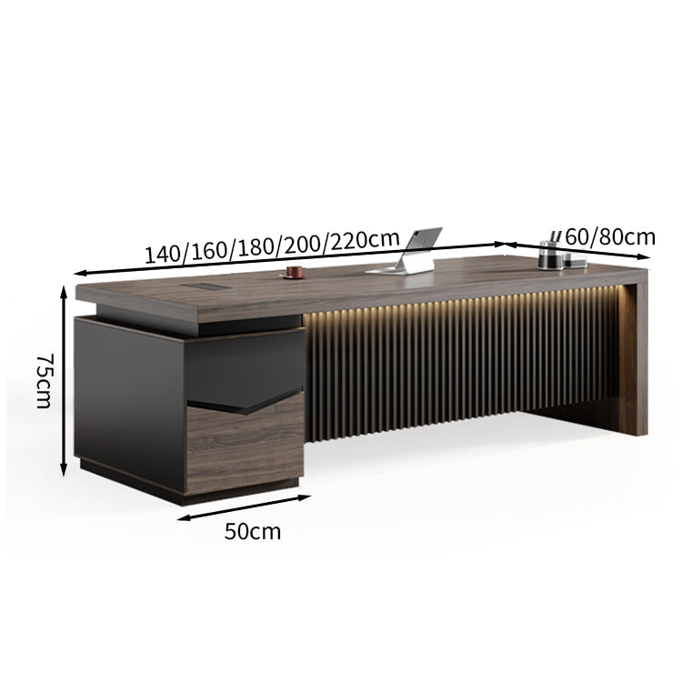 落ち着き　オシャレ　重厚感　高級感　木目調　広々　ダイヤル錠　エグゼクティブデスク　役員デスク　大容量収納　メラミン化粧板　カスタマイズ可能　LBZ-T092　