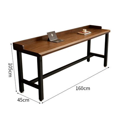 カウンターテーブル　バーカウンター　壁付き長テーブル　作業デスク　木目天板　アイアンフレーム　落下防止縁付き　工業風　ヴィンテージ　ブラウン　ブラック　カスタマイズ可能　SNZ-C084