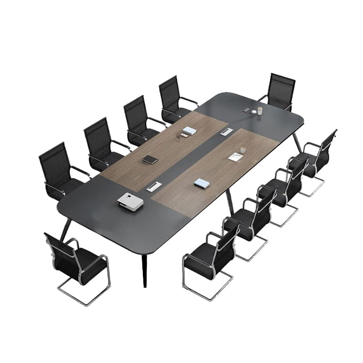 会議テーブル　ミーティングテーブル　商談テーブル　長方形テーブル　鋼製脚　配線ボークス　シンプル　ウォールナット　カスタマイズ可能　HYZ-C026