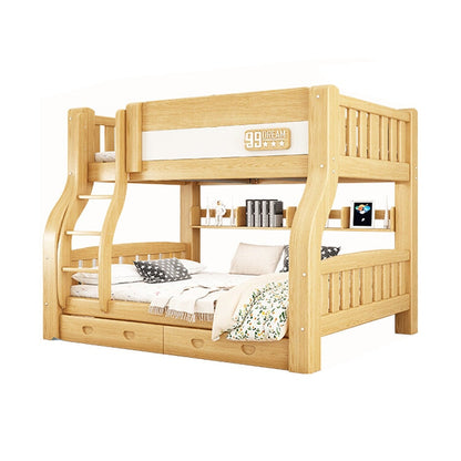 ベッド　二段ベッド　二段　子供用　天然パイン材　ベッドガード　梯子　階段　踏み台　角丸加工　丸み　収納　大容量　引き出し　多色　簡素　機能的　カスタマイズ可能　CHICKAGU