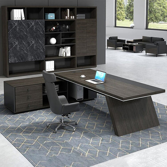 オフィスデスク エグゼクティブデスク 社長室 役員デスク サイドキャビネット マーブル模様 大容量収納 ウォールナット カスタマイズ可能 LBZ-C008 CHICKAGU