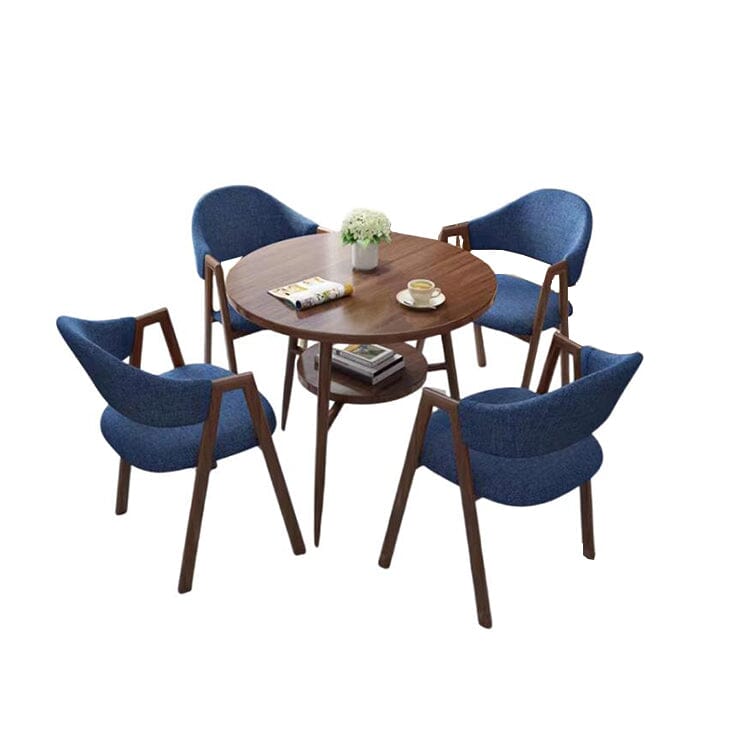 応接セット 応接テーブル 丸テーブル ダイニングテーブル リビング 喫茶店 応接 チェア セット シンプル 北欧 JDZH-016 応接・ソファ・ベンチ 甄行 60x60x75cm テーブル：ウォールナット+チェア：ロイヤルブルー（布地） 