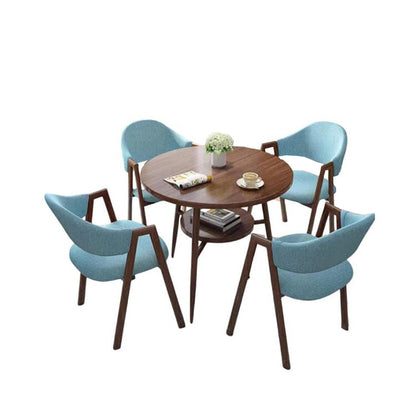 応接セット 応接テーブル 丸テーブル ダイニングテーブル リビング 喫茶店 応接 チェア セット シンプル 北欧 JDZH-016 応接・ソファ・ベンチ 甄行 60x60x75cm テーブル：ウォールナット+チェア：ライトブルー（布地） 
