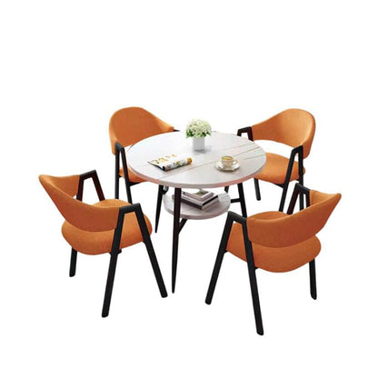 応接セット 応接テーブル 丸テーブル ダイニングテーブル リビング 喫茶店 応接 チェア セット シンプル 北欧 JDZH-016 応接・ソファ・ベンチ 甄行 60x60x75cm テーブル：ホワイト+チェア：オレンジ（布地） 