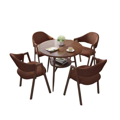 応接セット 応接テーブル 丸テーブル ダイニングテーブル リビング 喫茶店 応接 チェア セット シンプル 北欧 JDZH-016 応接・ソファ・ベンチ 甄行 60x60x75cm テーブル：ウォールナット+チェア：コーヒー色（布地） 