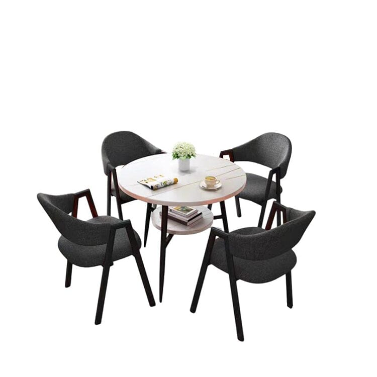 応接セット 応接テーブル 丸テーブル ダイニングテーブル リビング 喫茶店 応接 チェア セット シンプル 北欧 JDZH-016 応接・ソファ・ベンチ 甄行 60x60x75cm テーブル：ホワイト+チェア：ダークグレー（レザー） 