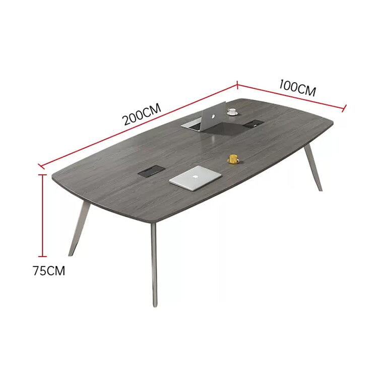 会議机　ミーティングテーブル　長方形テーブル 　オフィスデスク　長机　炭素鋼脚　丸み　シンプル　木目調　ホワイト   カスタマイズ可能　HYZ-C004   CHICKAGU
