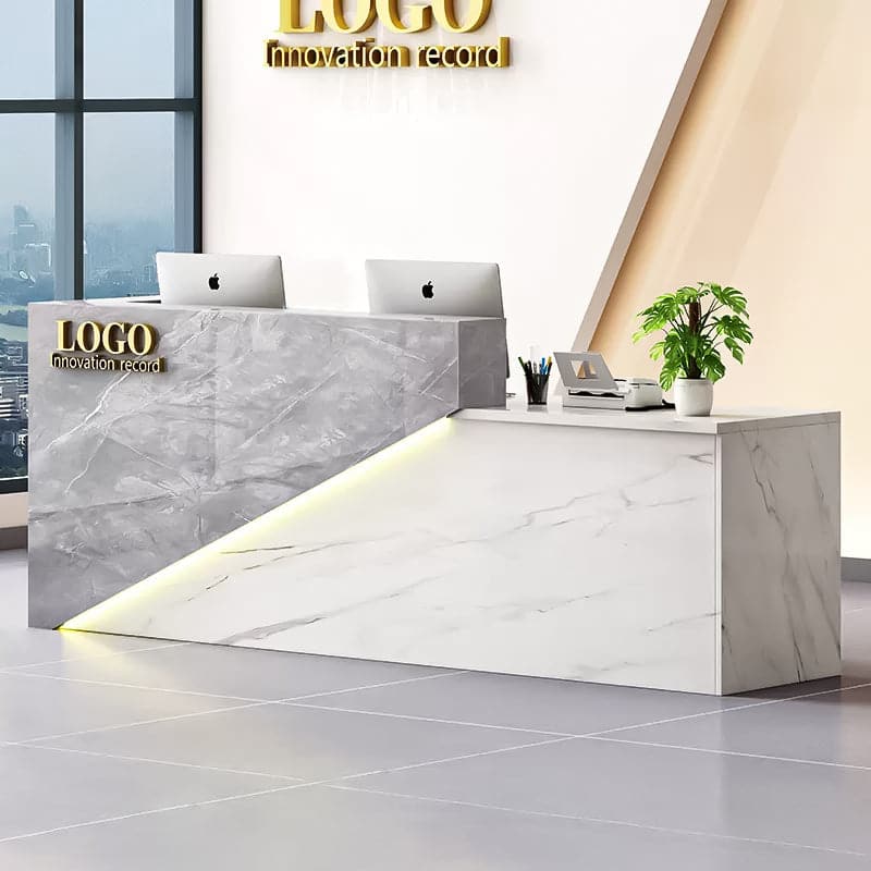 受付台　受付カウンター　ハイカウンター　マーブル模様　エコ素材　鍵付き引き出し　配線孔付き　バイカラー  シック　カスタマイズ可能　JDT-A407  chickagu